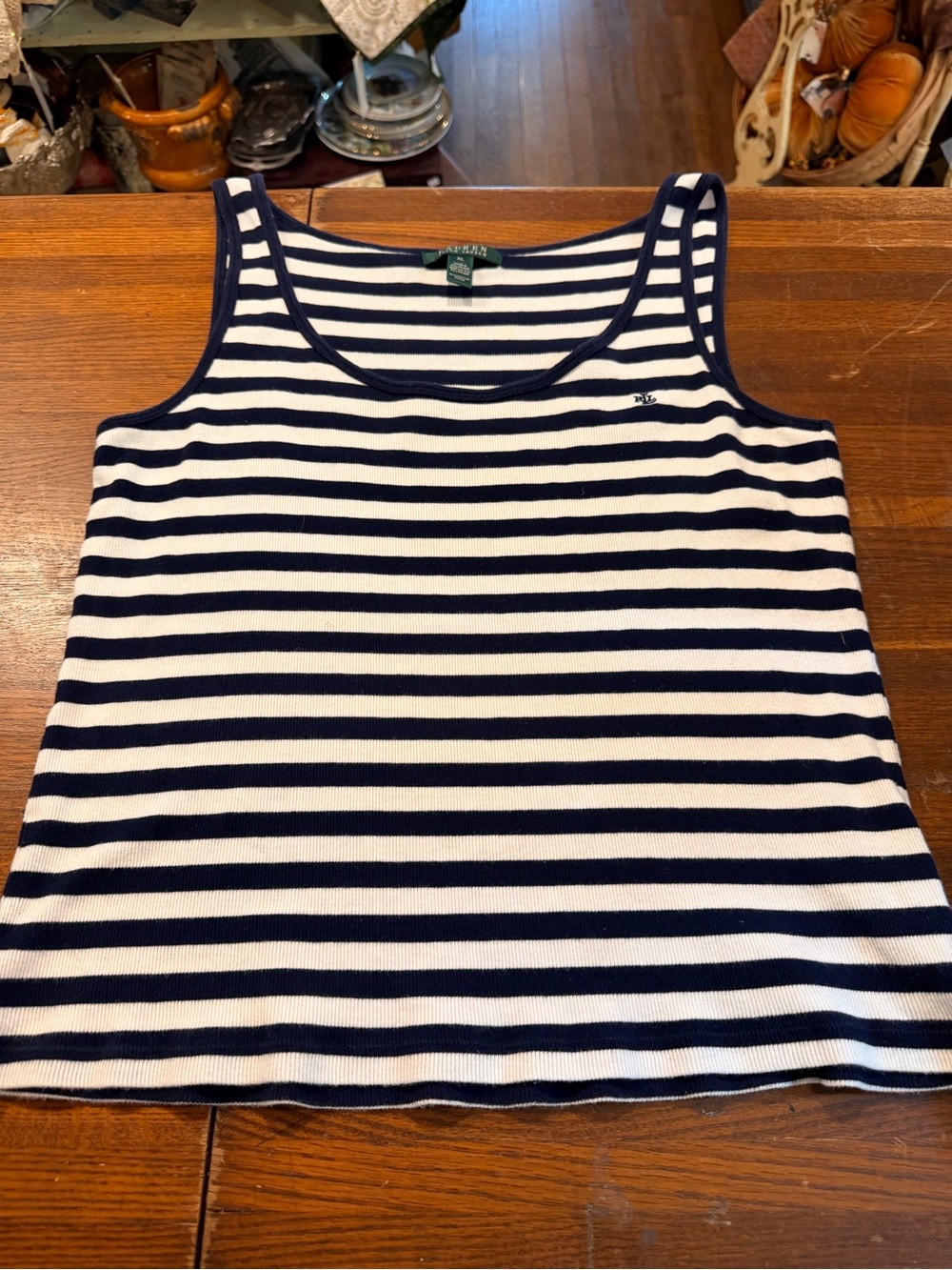 Ralph Lauren Navy and White Striped Knit Tank